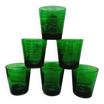 Set of 6 moss green water glasses