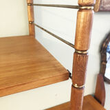 Vintage wall shelf, wood and brass, 1960