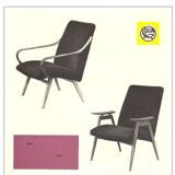 Pair of red armchairs model 6953 by Jaroslav Smidek published by TON
