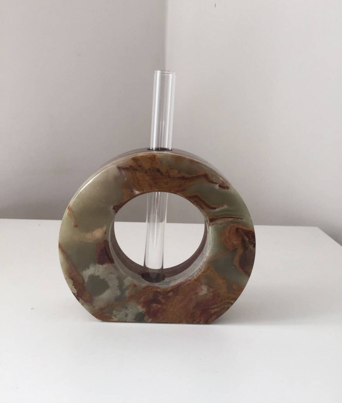 Vintage onyx marble soliflore vase, 1960s design