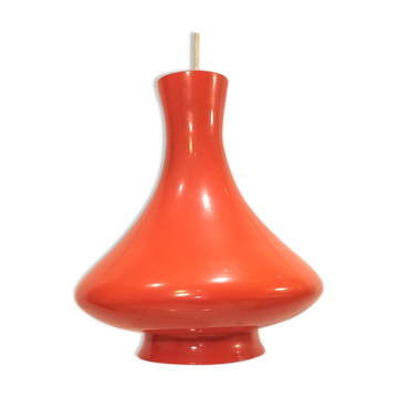 Suspension vintage en verre orange années 1970