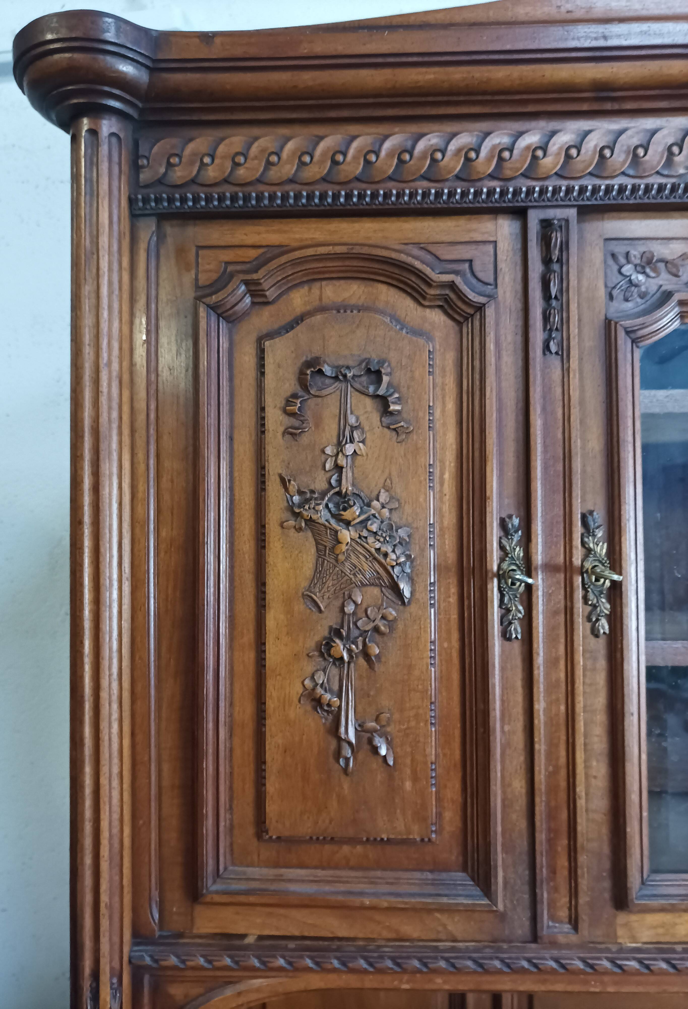 Louis XVI two-body sideboard stamped in walnut