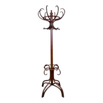 Large curved beech coat rack in the Thonet style – early 20th century