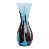 XL Murano glass vase - light blue and brown - mid-century vintage design table decoration - Italy 1970s