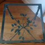 Square metal coffee table and glass top