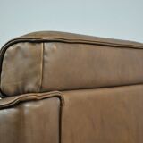 Buffalo leather vintage brutalist armchair by hugo de ruiter, leolux, 1970s