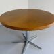 Old round table in solid wood and metal, vintage 70s design