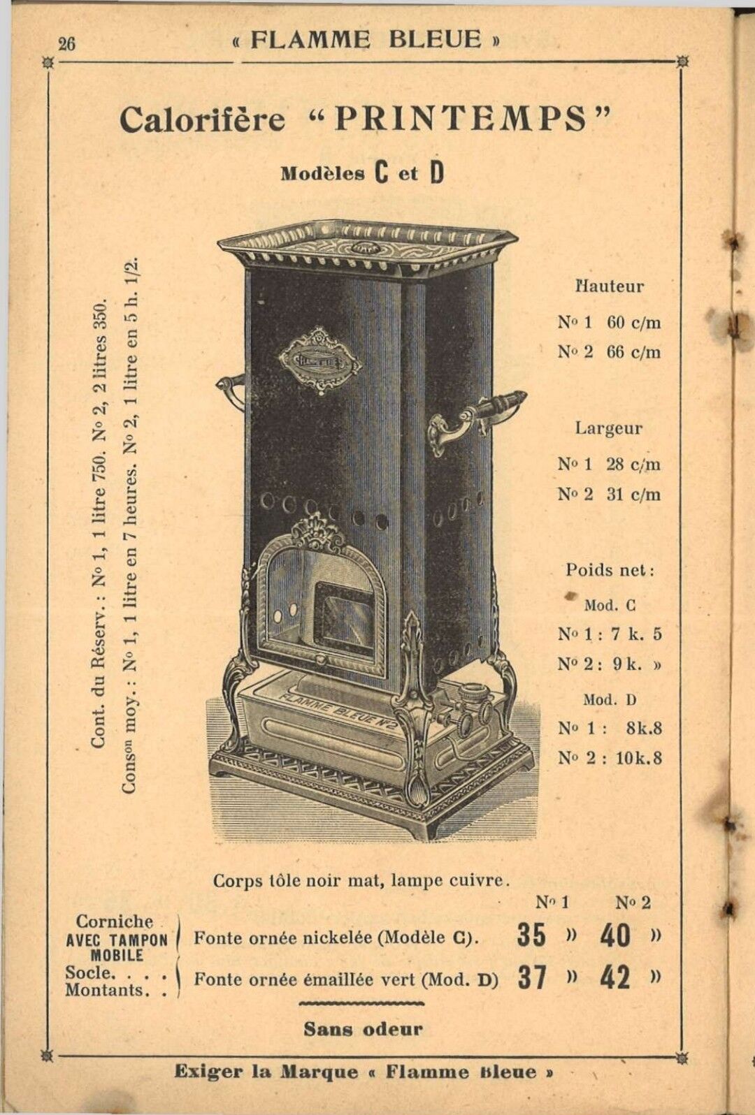 Calorifère poêle "la flamme bleue n°1"
