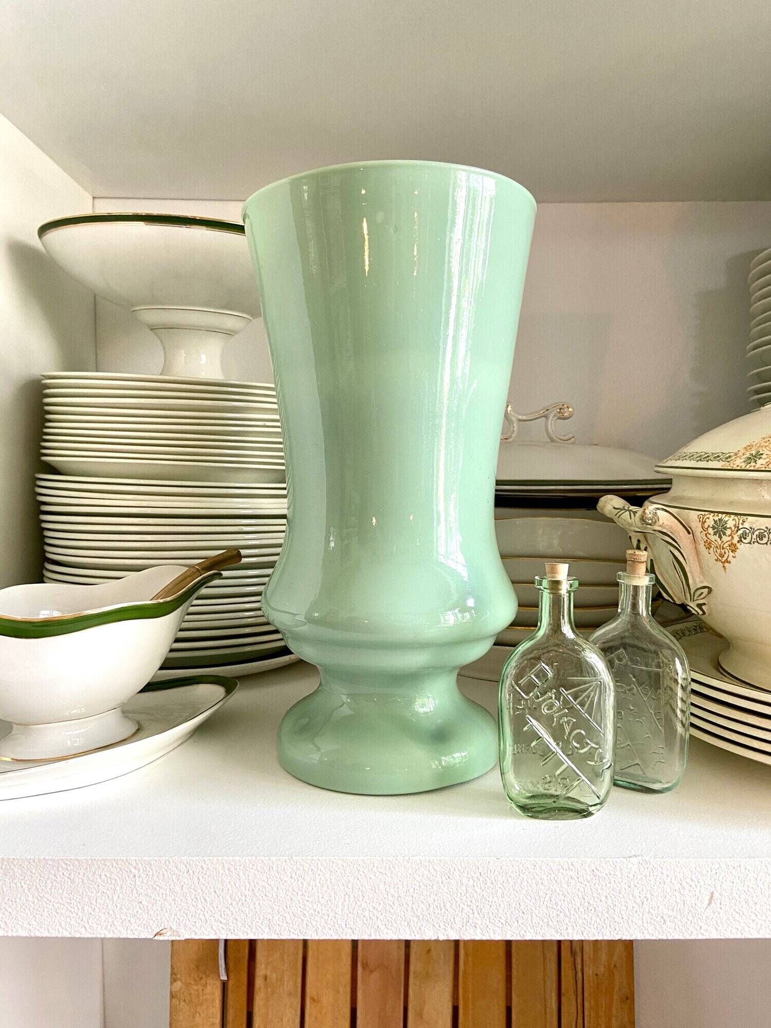 Water green opaline vase