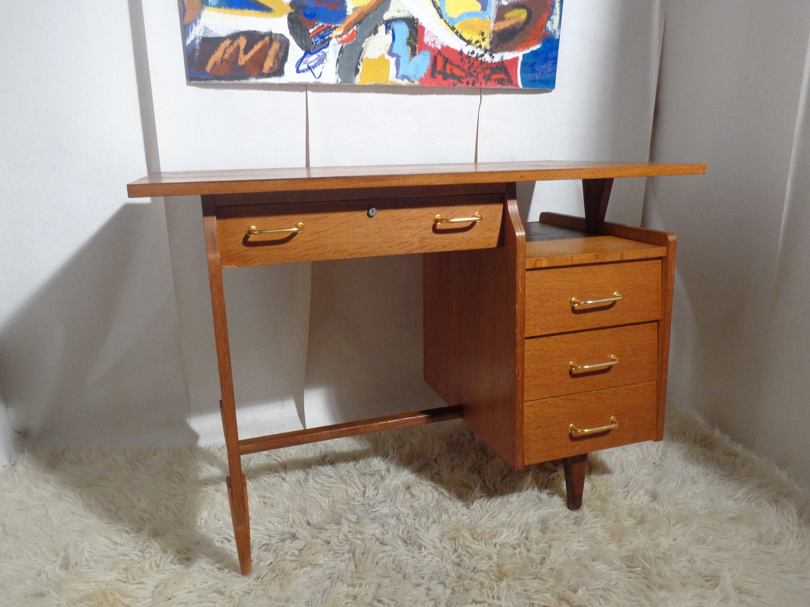 Vintage desk of the 1950s in light wood