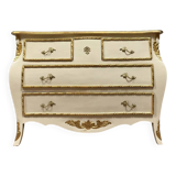 Louis XV style curved chest of drawers in lacquered and gilded wood