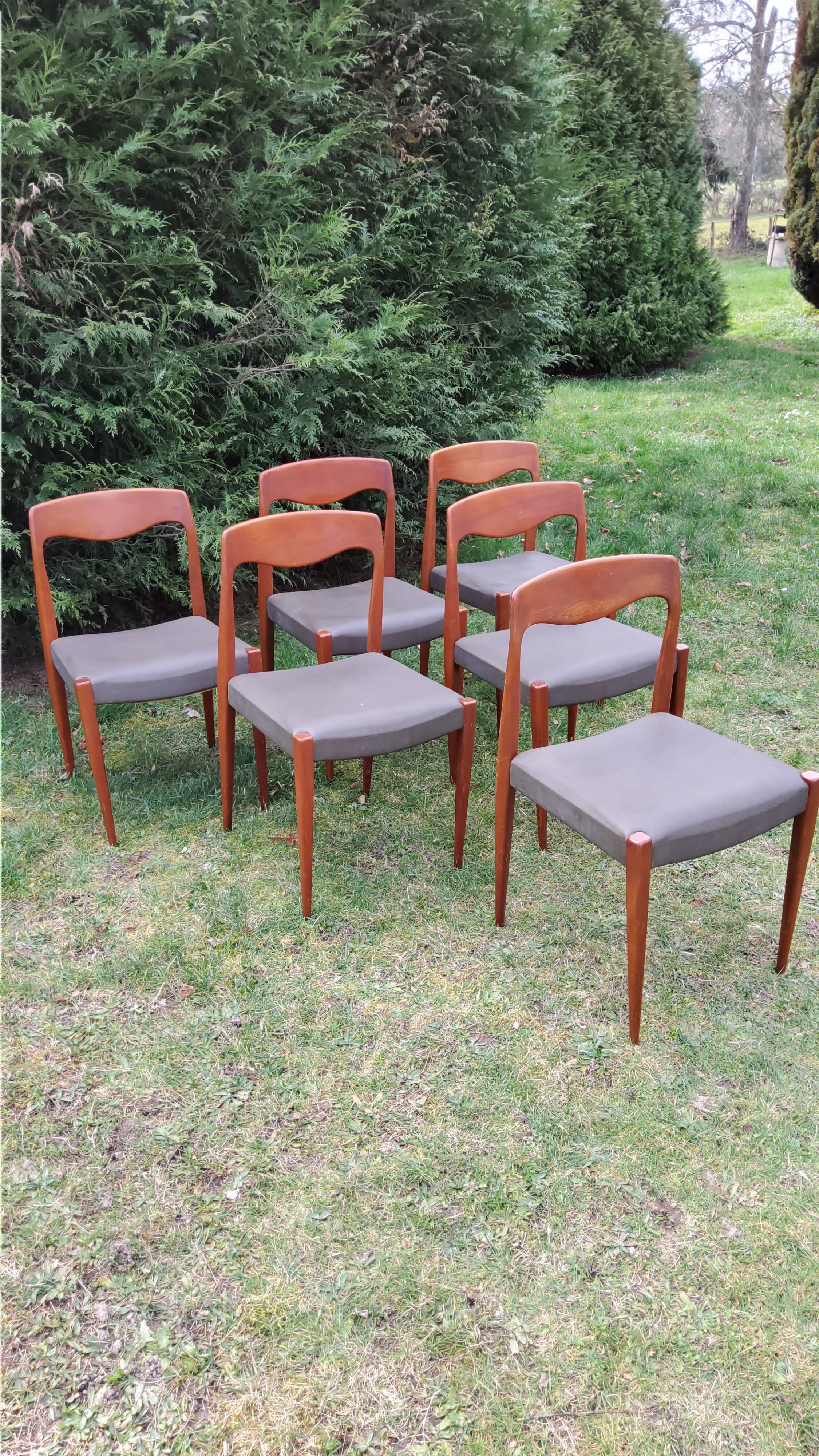 6 Scandinavian teak chairs