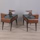 PAIR OF VINTAGE 1950S BEDSIDE TABLES IN WOOD AND GLASS, ITALIAN DESIGN