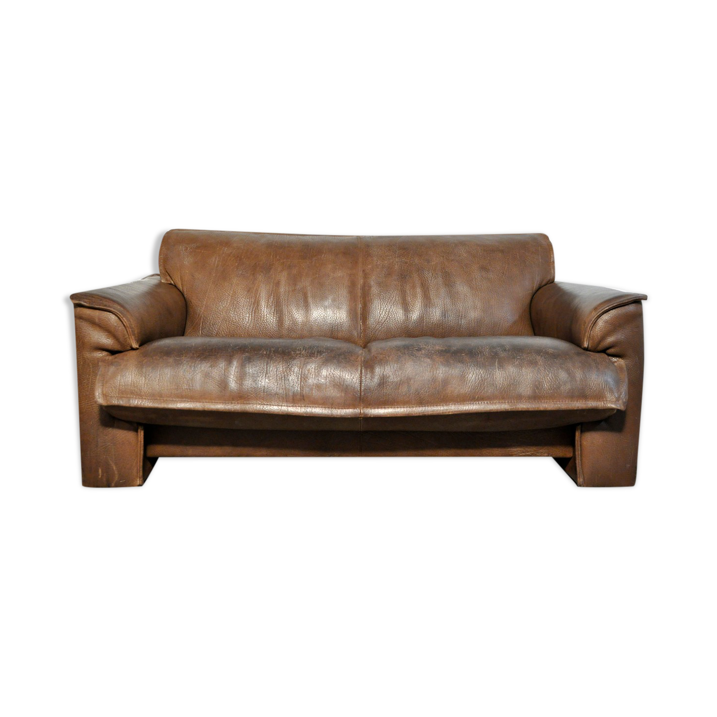 Neck leather 2-seater sofa by Hugo de Ruiter for Leolux, 1970s Netherlands
