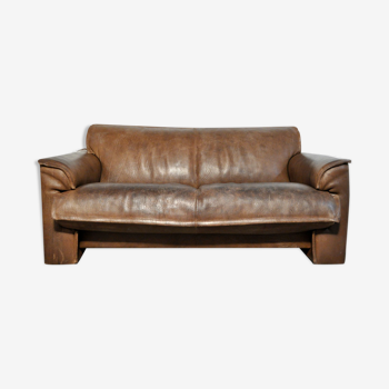 Neck leather 2-seater sofa by Hugo de Ruiter for Leolux, 1970s Netherlands