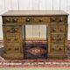 Early 20th century English desk in walnut, oak and marble top