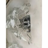 Lot of 2 Transparent and White “Fiamma” Murano Glass Wall Sconces