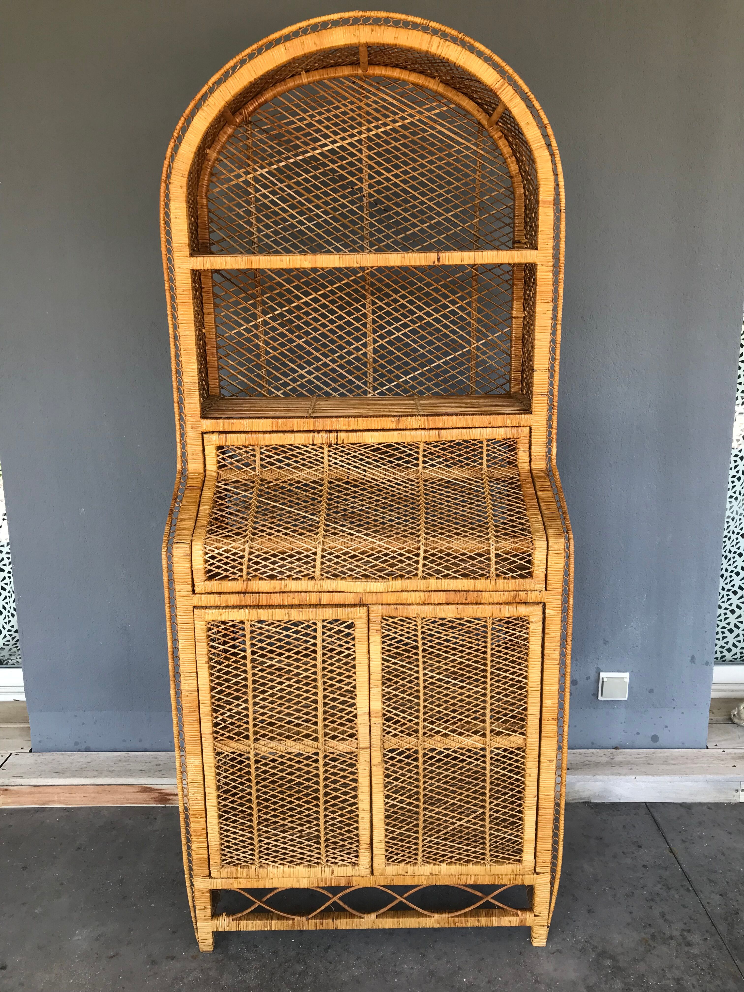 Vintage rattan bookcase