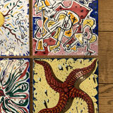 6 Ceramic tiles signed Dali 1954