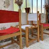 Set of 4 80s colored pine chairs