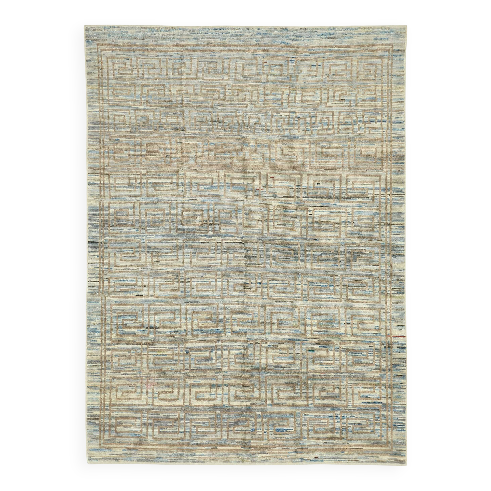 Handwoven Tribal One of a Kind 160 cm x 218 cm Blue Wool Carpet