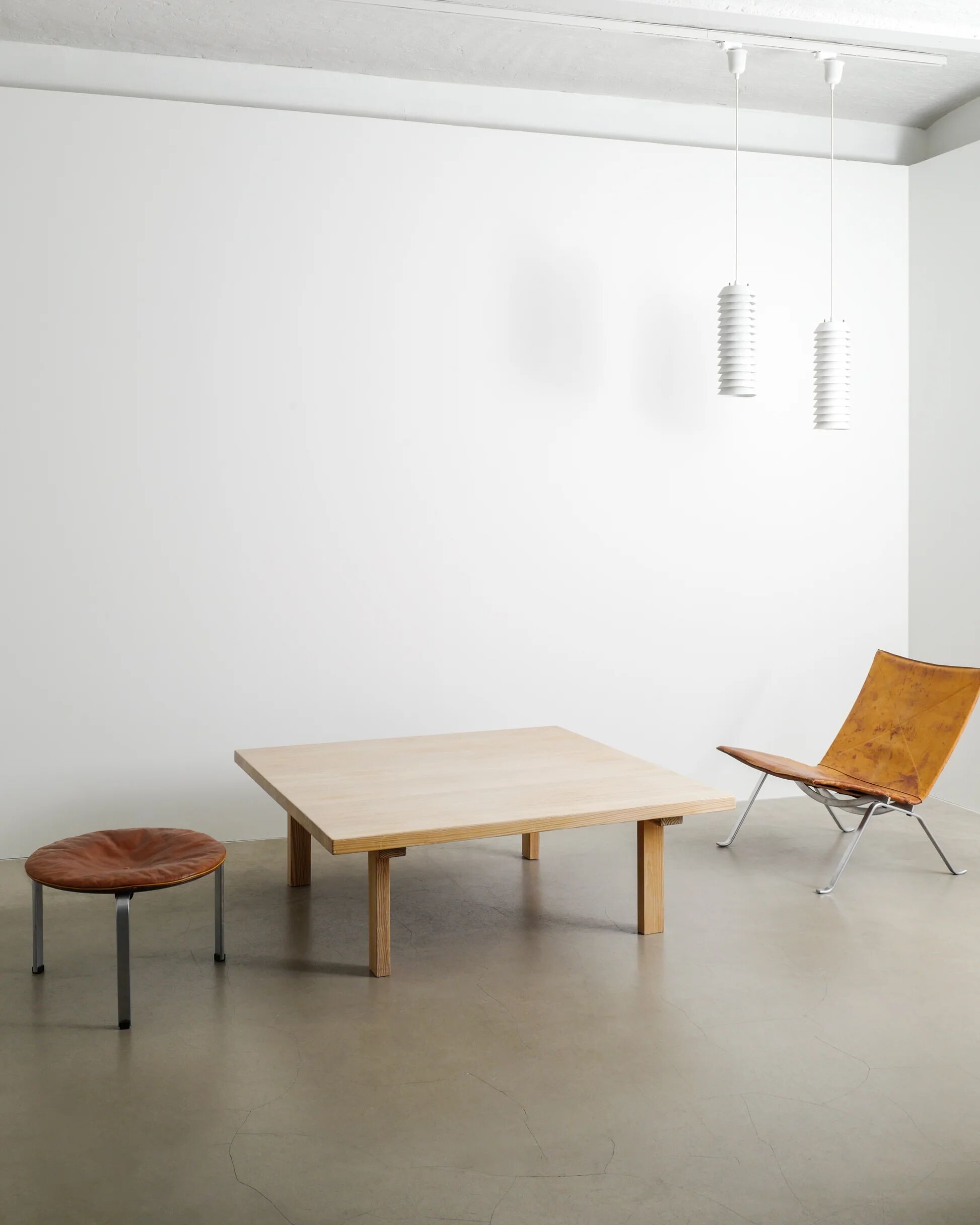 Squared Danish pine sofa table, 1970s