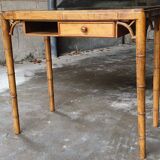 Faux bamboo vanity with matching mirror