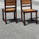 Bench and 2 chairs in solid oak and straw, French craftsmanship from 1940.