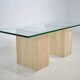 Italian travertine and glass coffe table 1970s Vintage