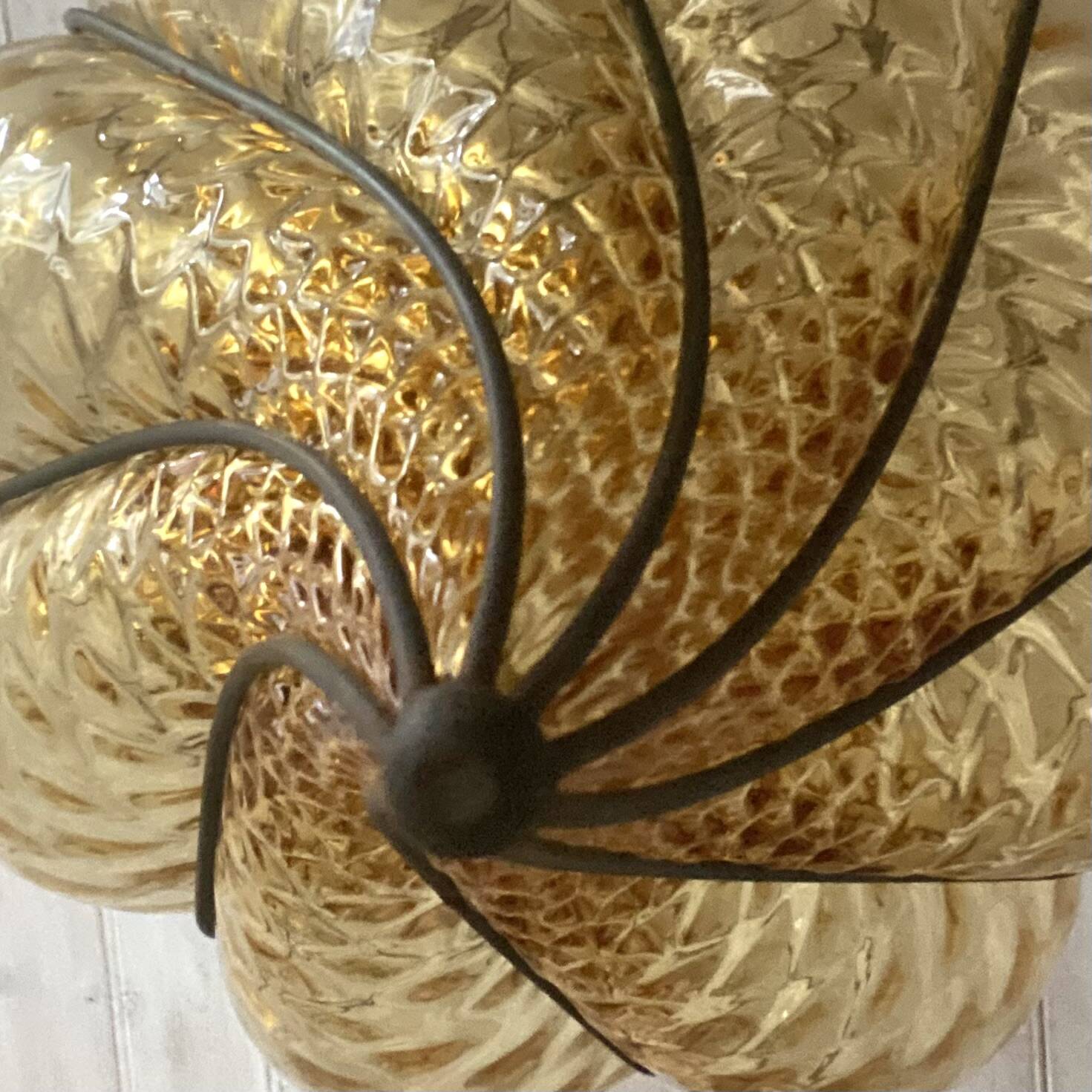 Amber Murano Glass Venetian Lantern Pendant