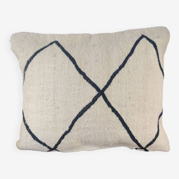 Coussin kilim berbere blanc et noir