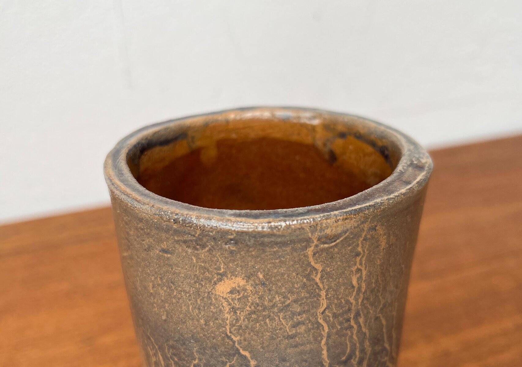 Vintage German brutalist studio pottery vase, 1979