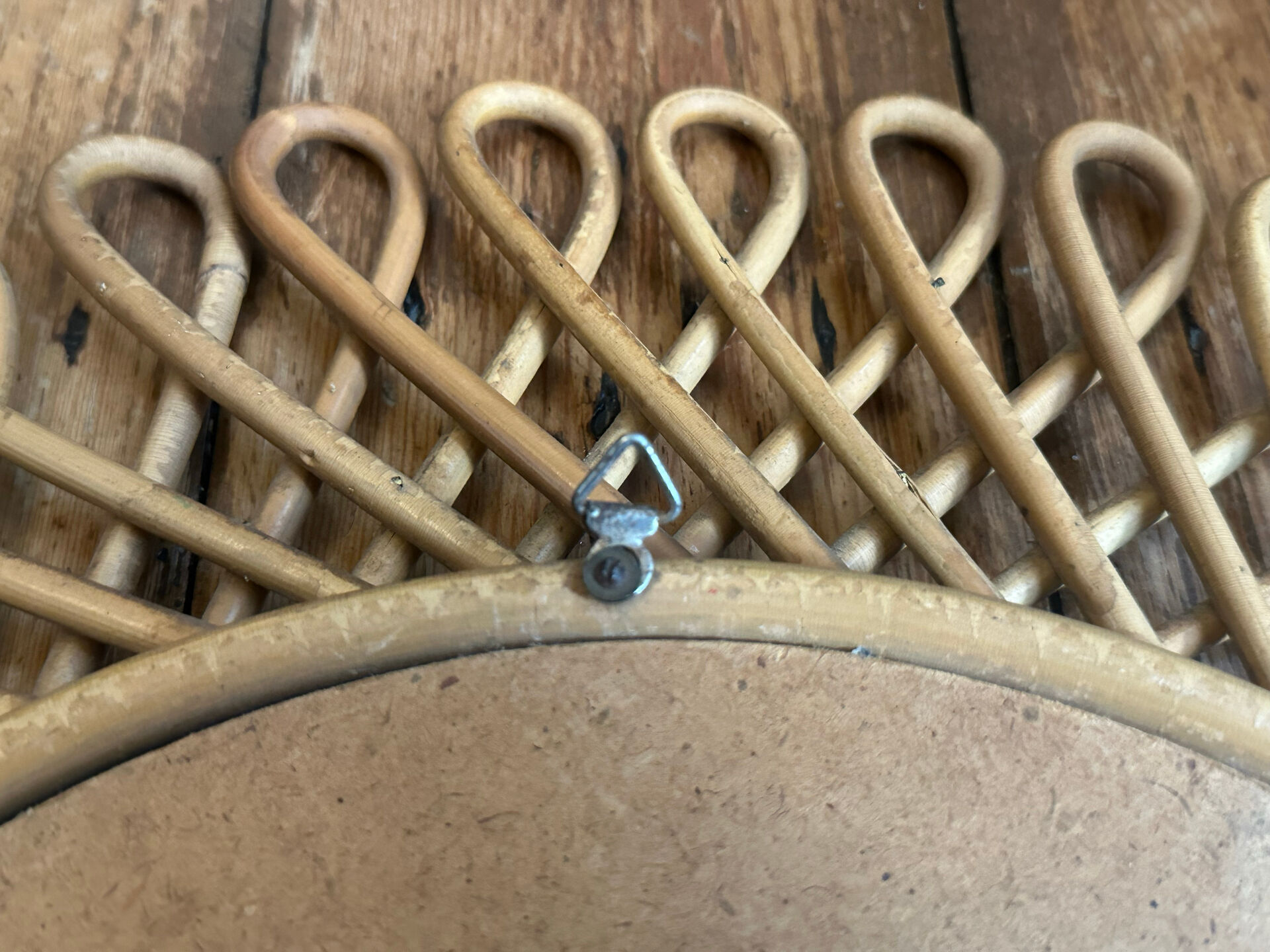 Vintage wicker art rattan mirror