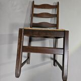 Set of 2 oak, rustic, farmhouse, ladderback dining chairs with rush seats