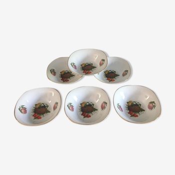 6  vintage cups decoration fruit in porcelain