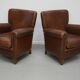 Vintage Dutch Cognac Colored Leather Club Chair, Set of 2