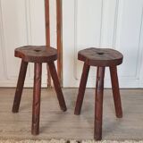 Paire de tabourets brutaliste