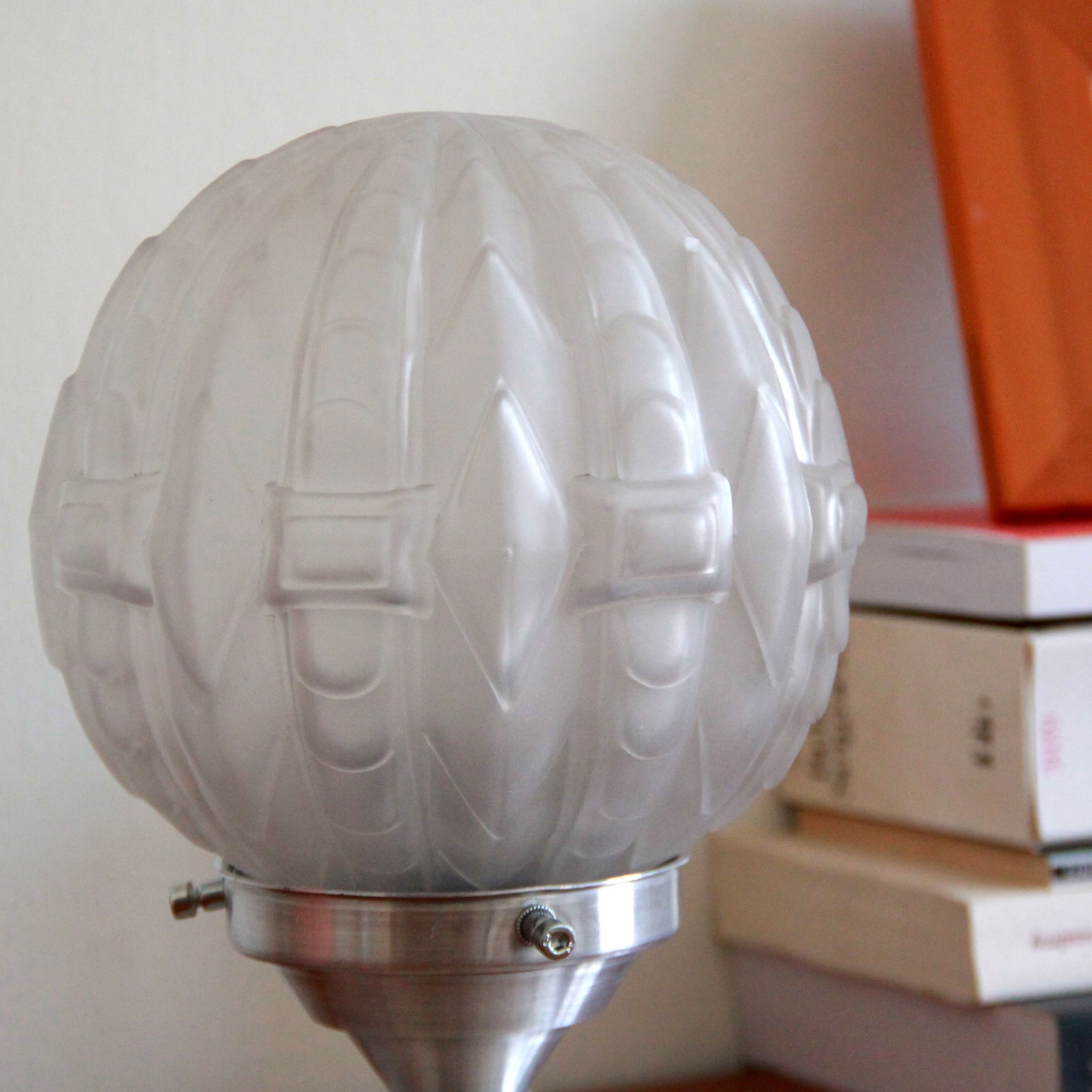 Bedside lamp appointed light fixture glass frosted aluminium art deco old vintage