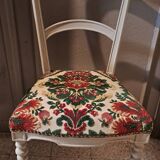 Empire style chair redone in velvet fabric, old floral pattern, 1900