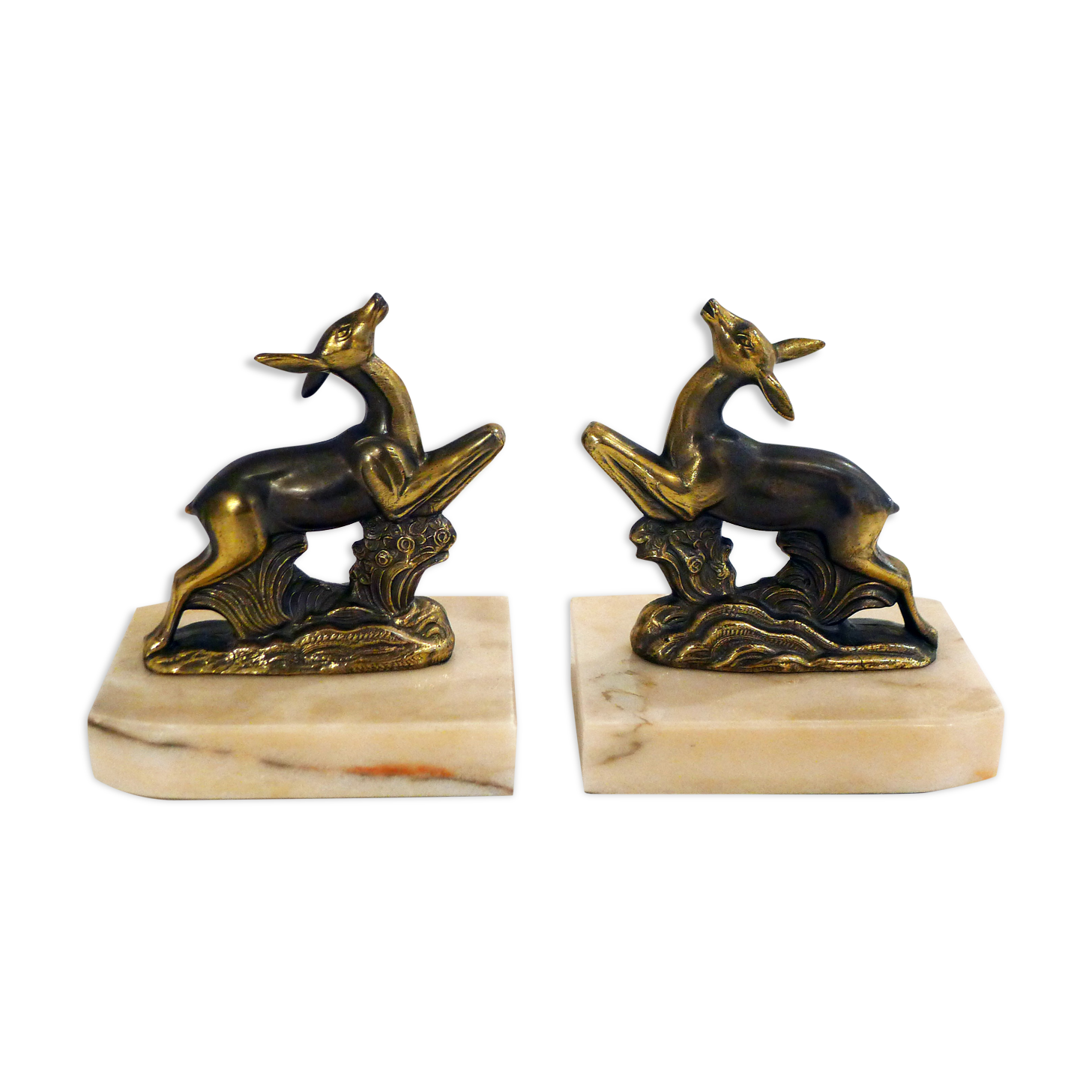 Pair of Art Deco deer book greenhouses