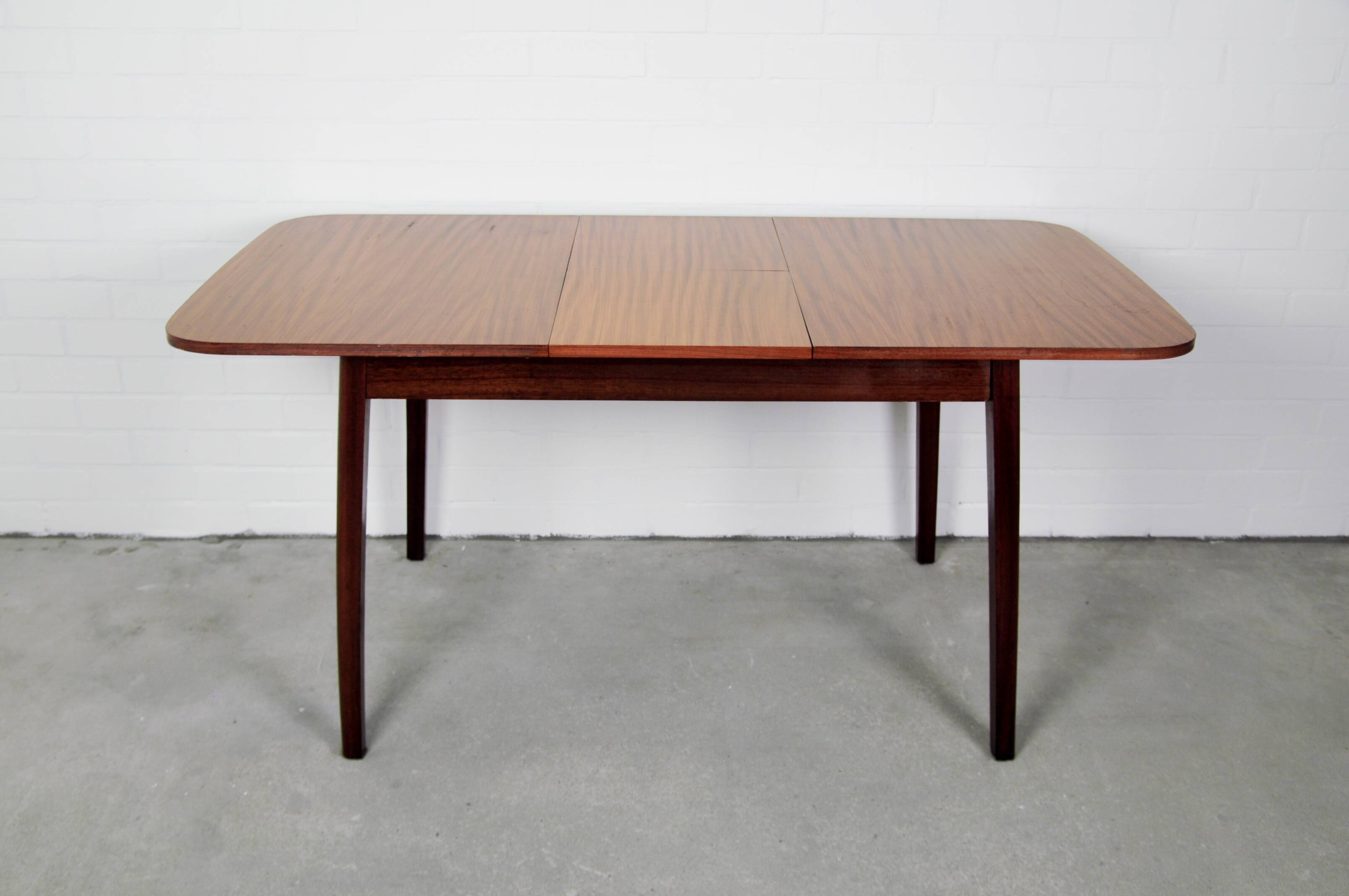 Vintage fold-out dining table with round corners