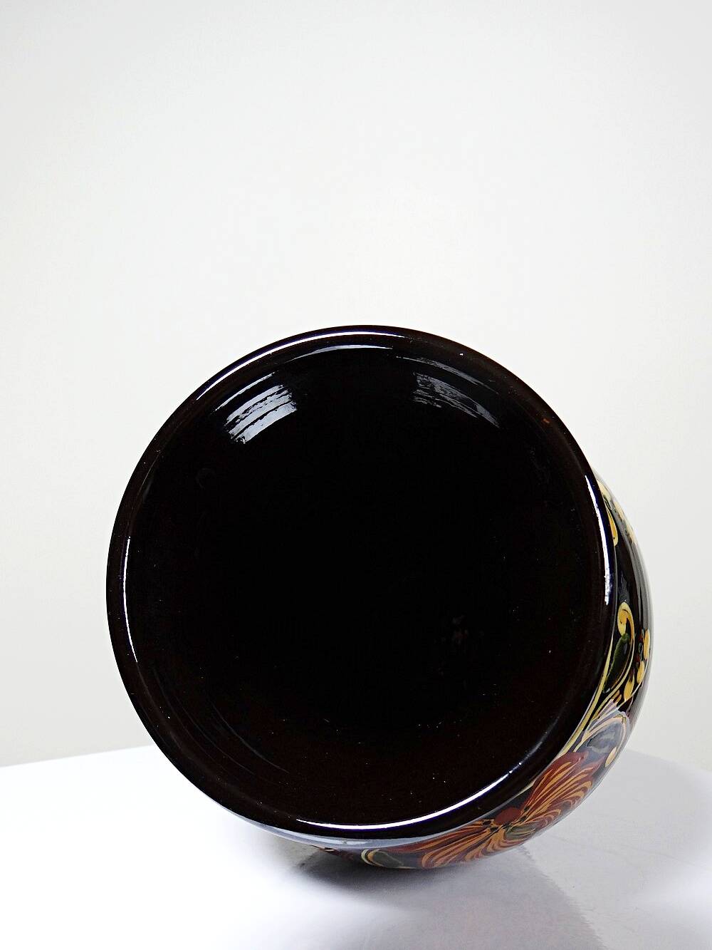 Vintage large vase from the 60s-70s, Hungarian MHV, in hand-painted glazed ceramic.