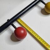 Vintage coat rack in metal and wood, 5 hooks, 74 cm