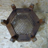 Hexagonal glass wood coffee table