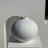 Handcrafted terracotta ball vase painted white H:24 D:26