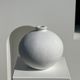 Handcrafted terracotta ball vase painted white H:24 D:26
