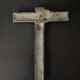 20th century bronze crucifix with green patina in the style of the Haute Epoque