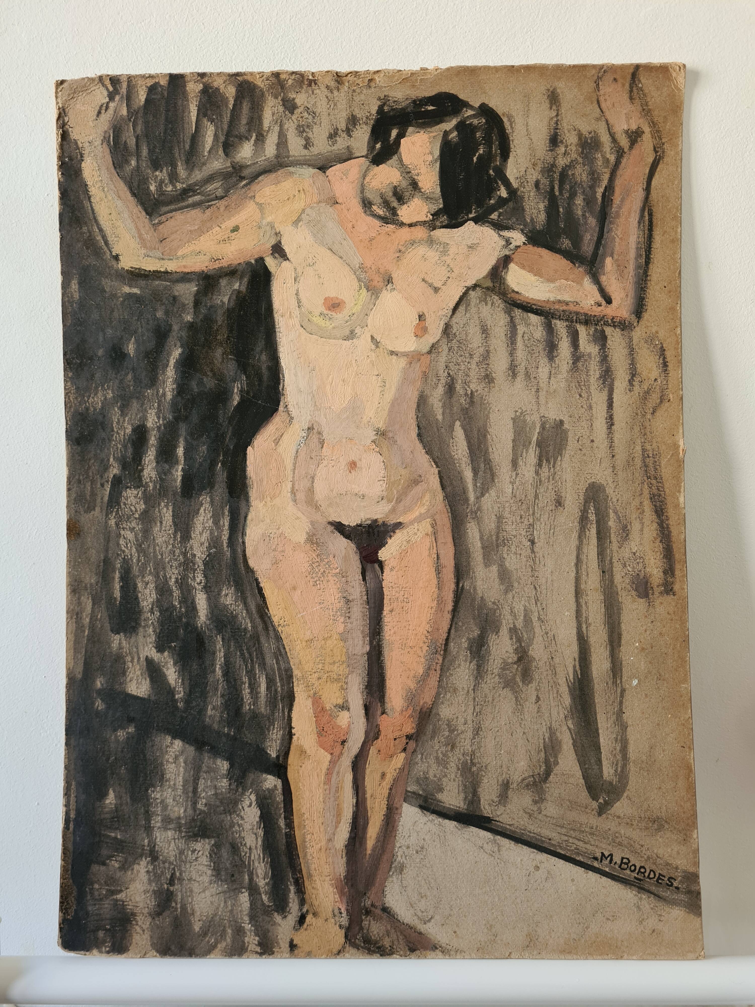 Study of nude in the workshop - oil of 1923 by Bordes