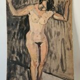 Study of nude in the workshop - oil of 1923 by Bordes