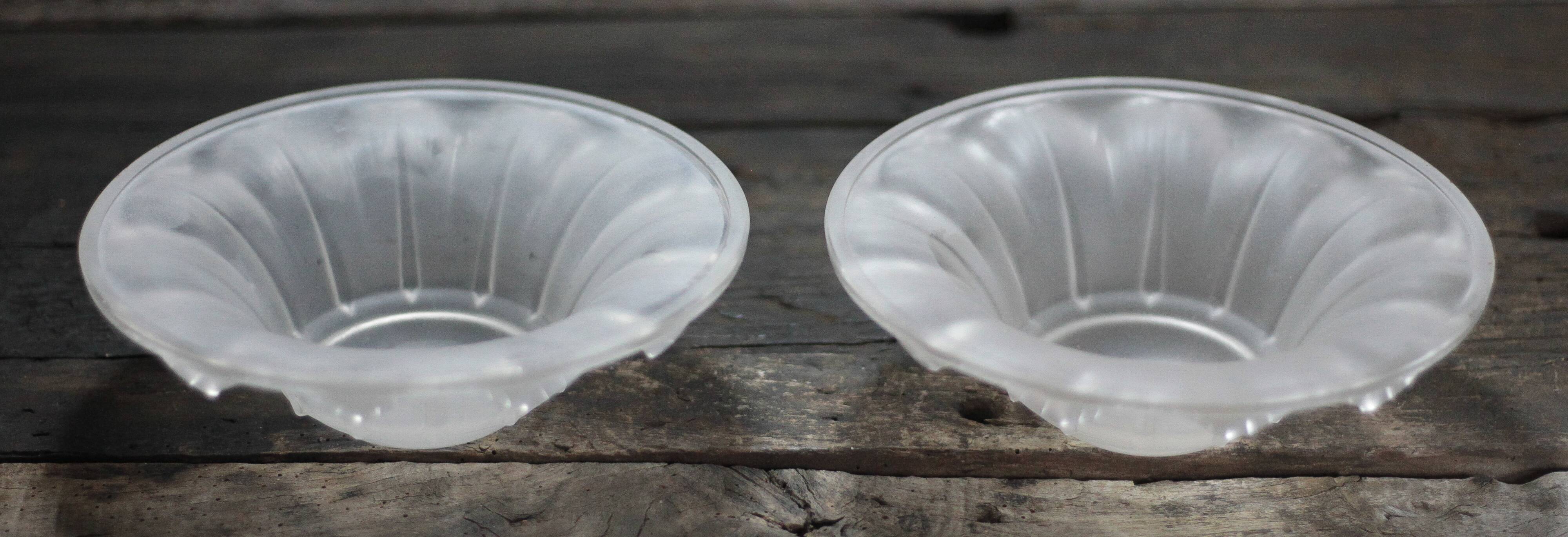 Pair of glass lampshades, glass bowl for suspension, globe for chandelier.
